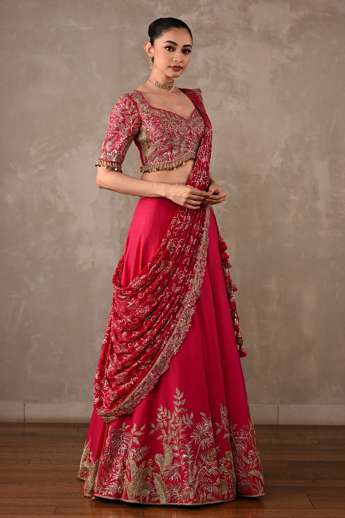 Embellished Drape Lehenga Set