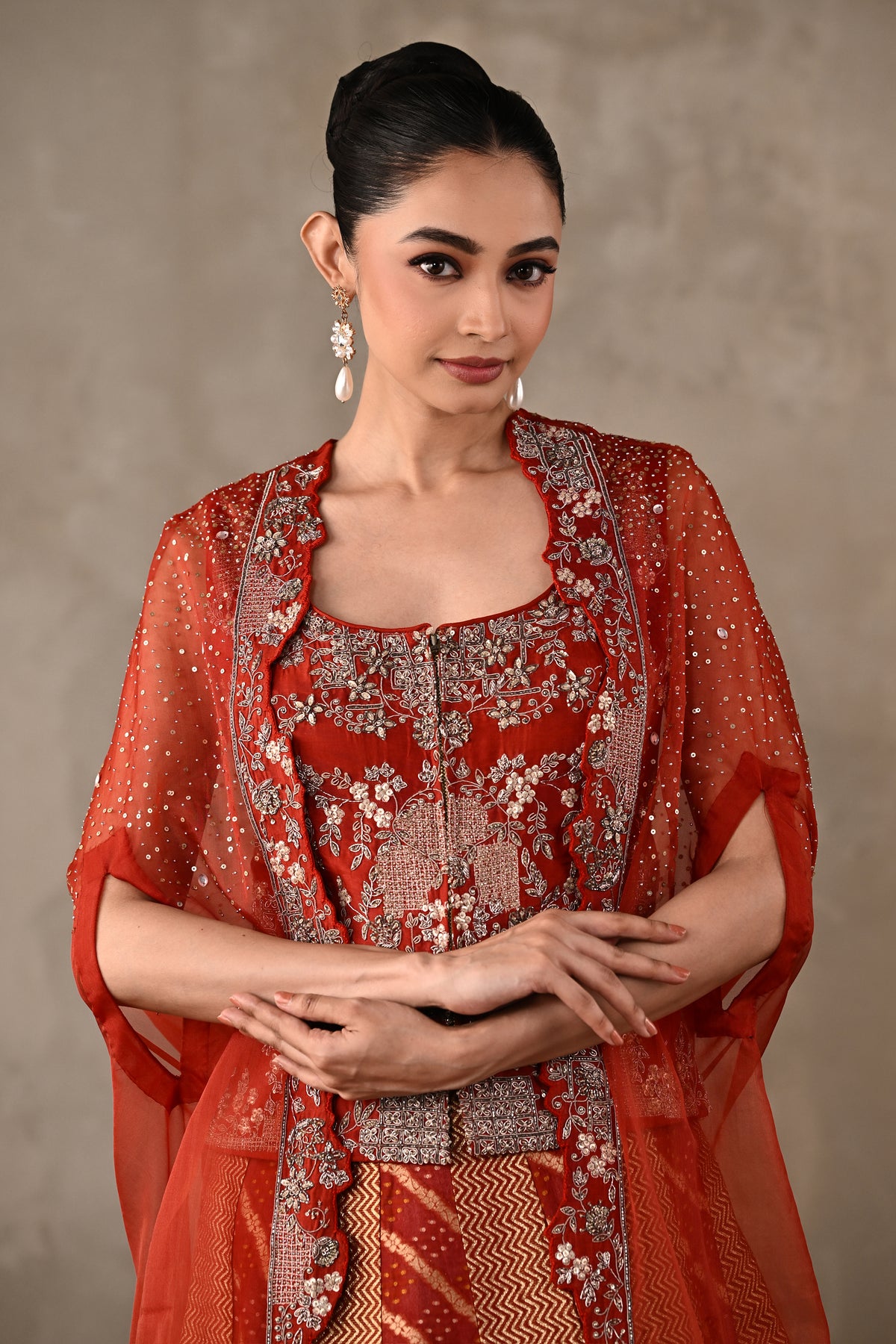 Regal Brocade Cape Lehenga Set
