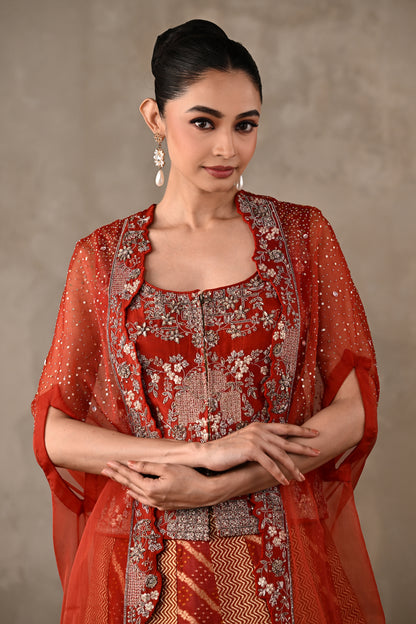 Regal Brocade Cape Lehenga Set