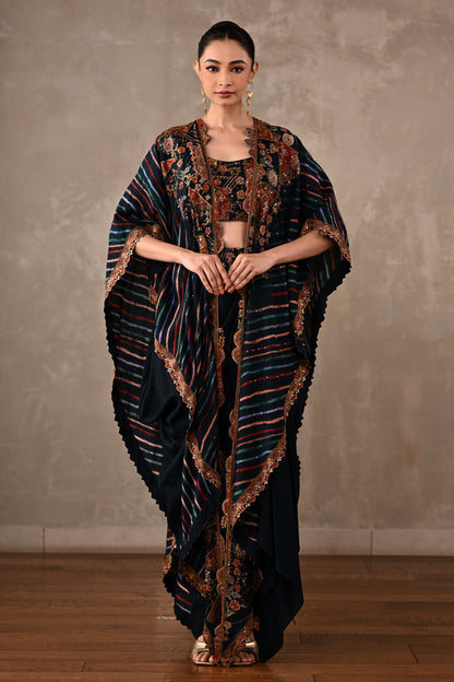 Printed Zardosi Cape Skirt Set