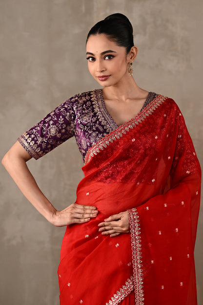 Silk Saree with Embroidered Blouse