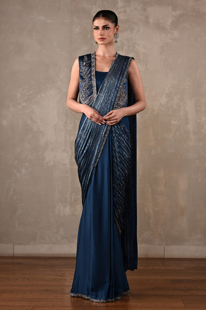 Printed Draped Saree Co-Ord Set