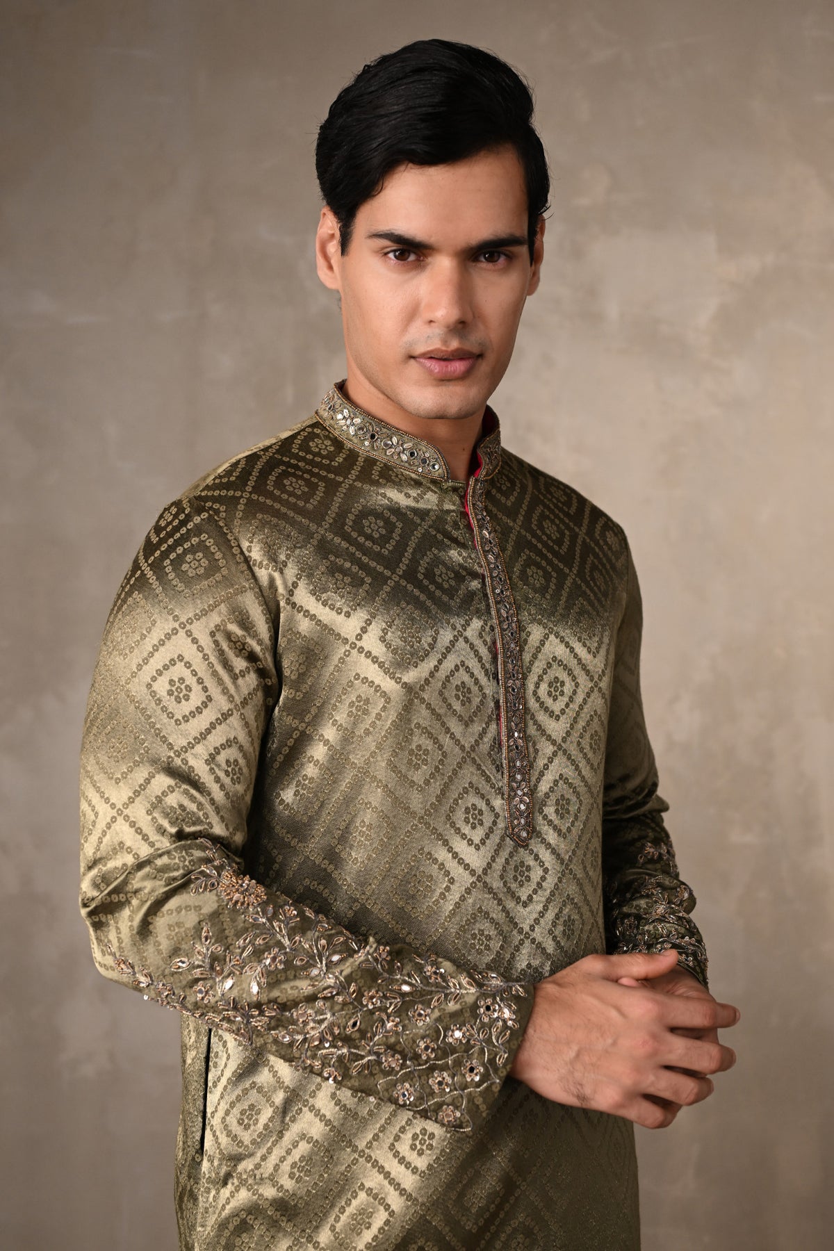 Sea Green Silk Jacquard Kurta