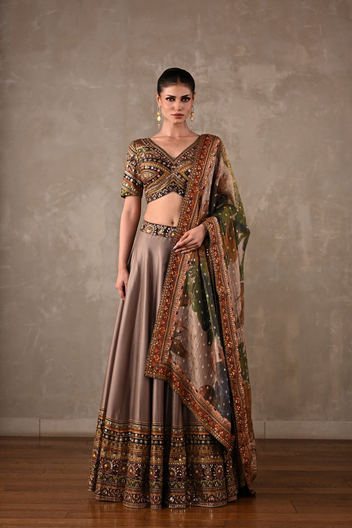 Printed Embroidered Lehenga Set
