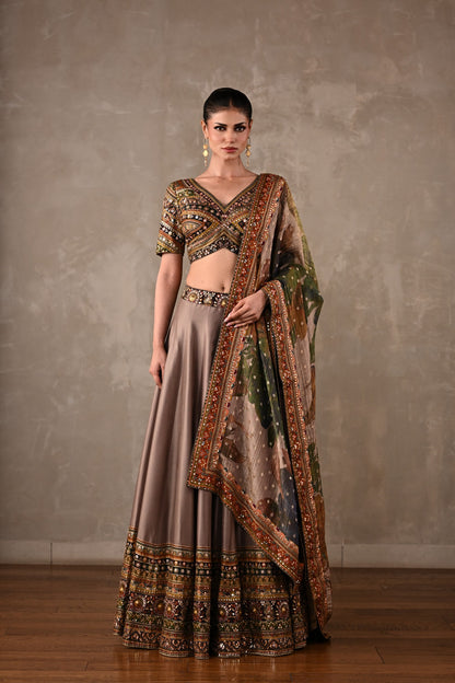 Printed Embroidered Lehenga Set