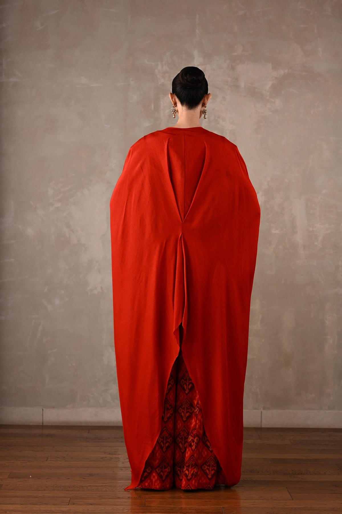 Embellished Silk Cape Co-Ord Set