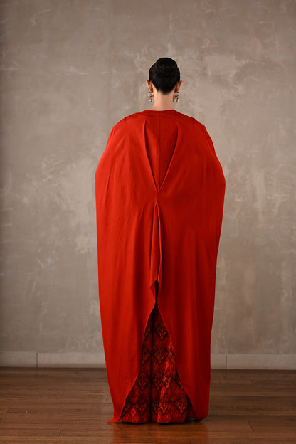 Embellished Silk Cape Co-Ord Set