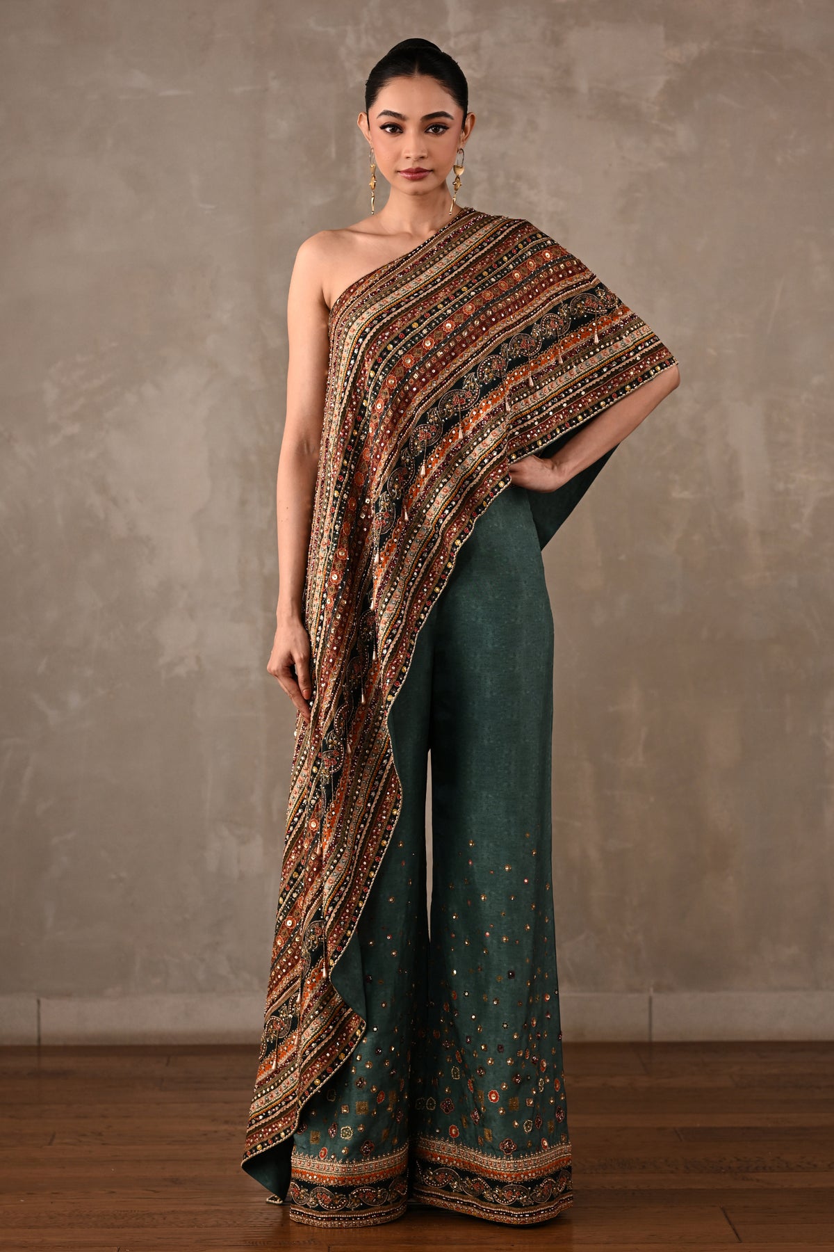 Embellished One-Shoulder Co-ord Set