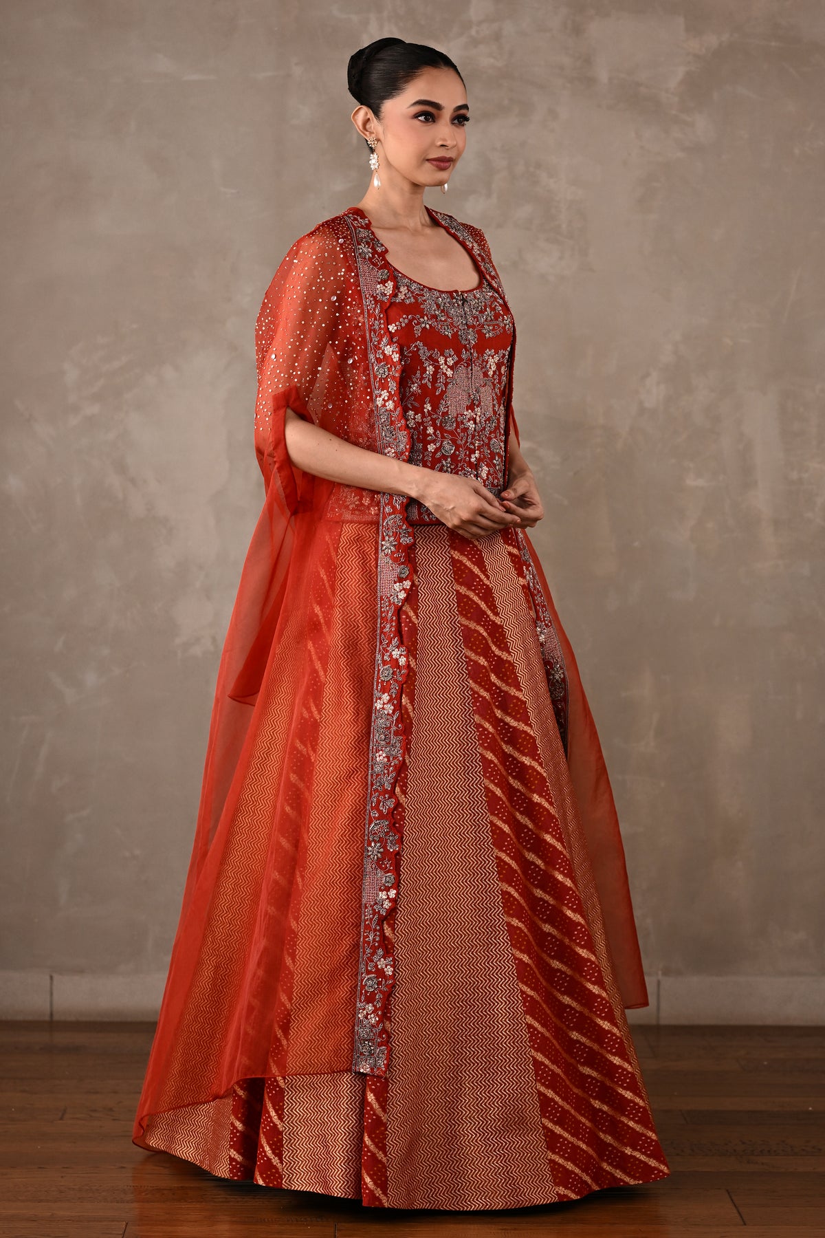 Regal Brocade Cape Lehenga Set