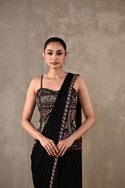 Midnight Heirloom Drape Saree Set