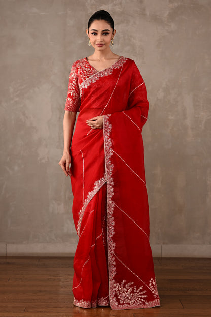Organza Saree with Kasab & Sequin Embroidered Blouse