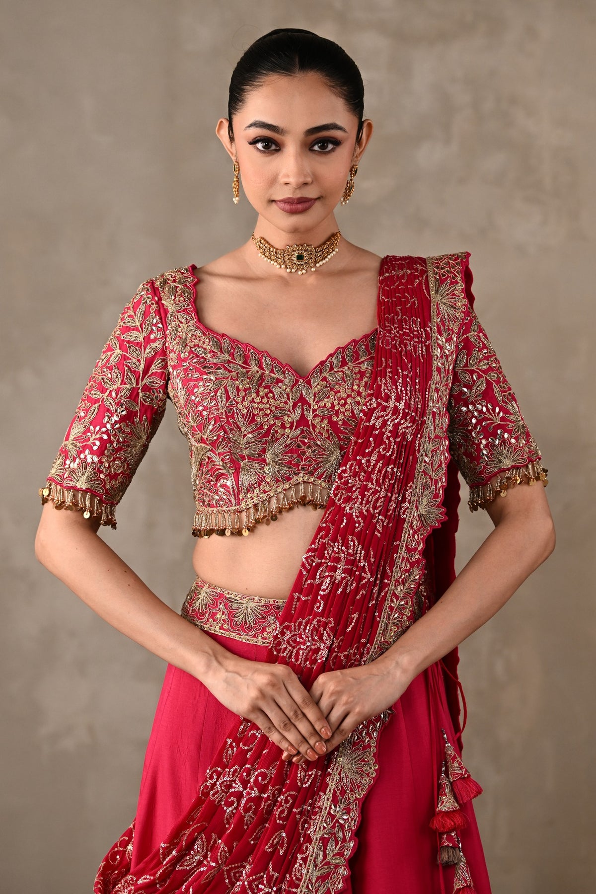 Embellished Drape Lehenga Set