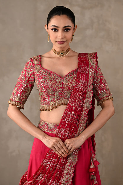 Embellished Drape Lehenga Set