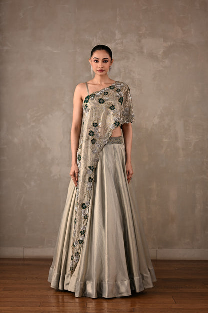 Floral On-Shoulder Lehenga Set