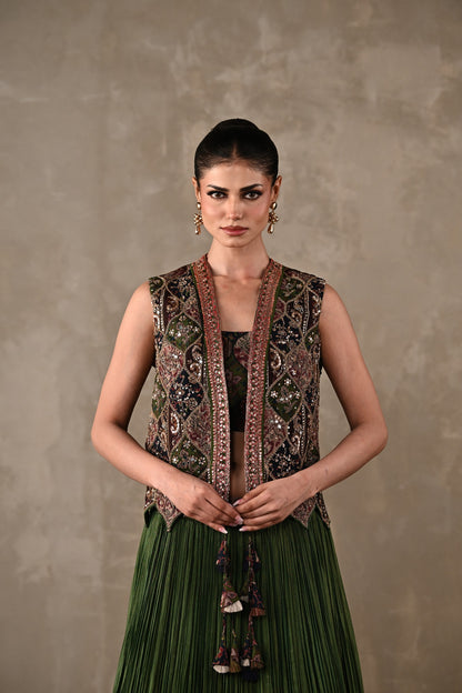 Patchwork-Inspired Embroidered Lehenga Set