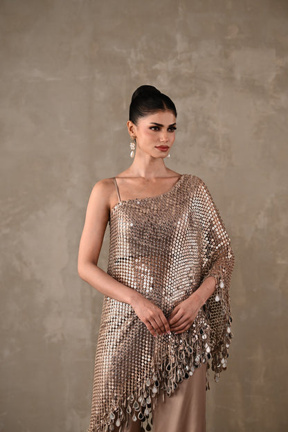 Mirror Fringe One-Shoulder Co-ord Set
