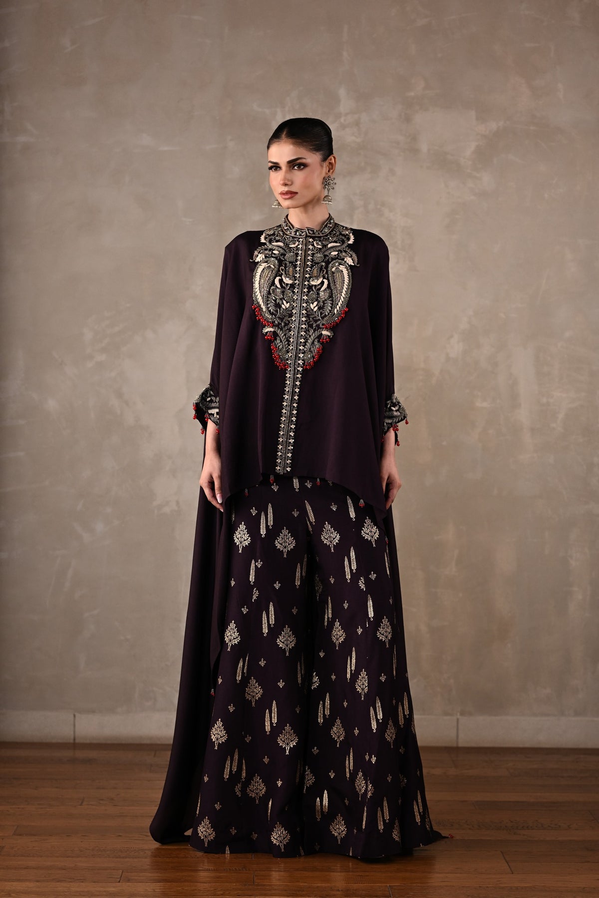 Regal Cape-Style Silk Co-Ord Set
