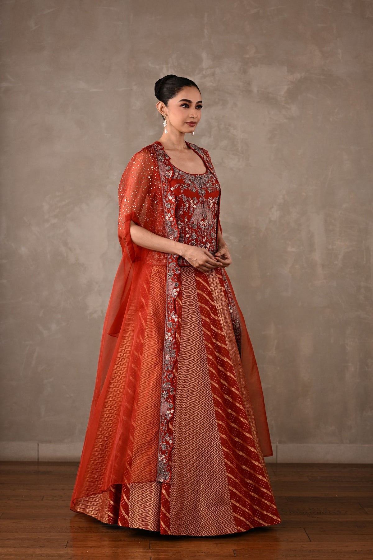 Regal Brocade Cape Lehenga Set