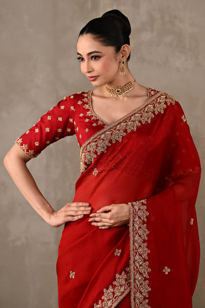 Organza Saree with Embroidered Blouse