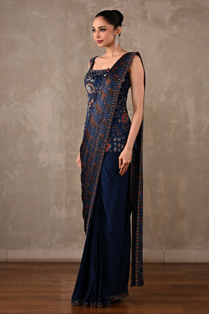 Printed Draped Saree Ensemble
