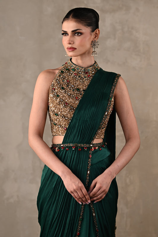 Bejewelled Drape Saree Set