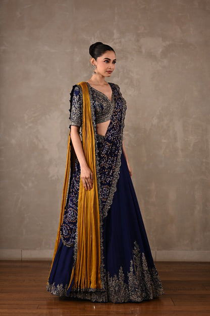 Dual Drape Bandhani Lehenga Set