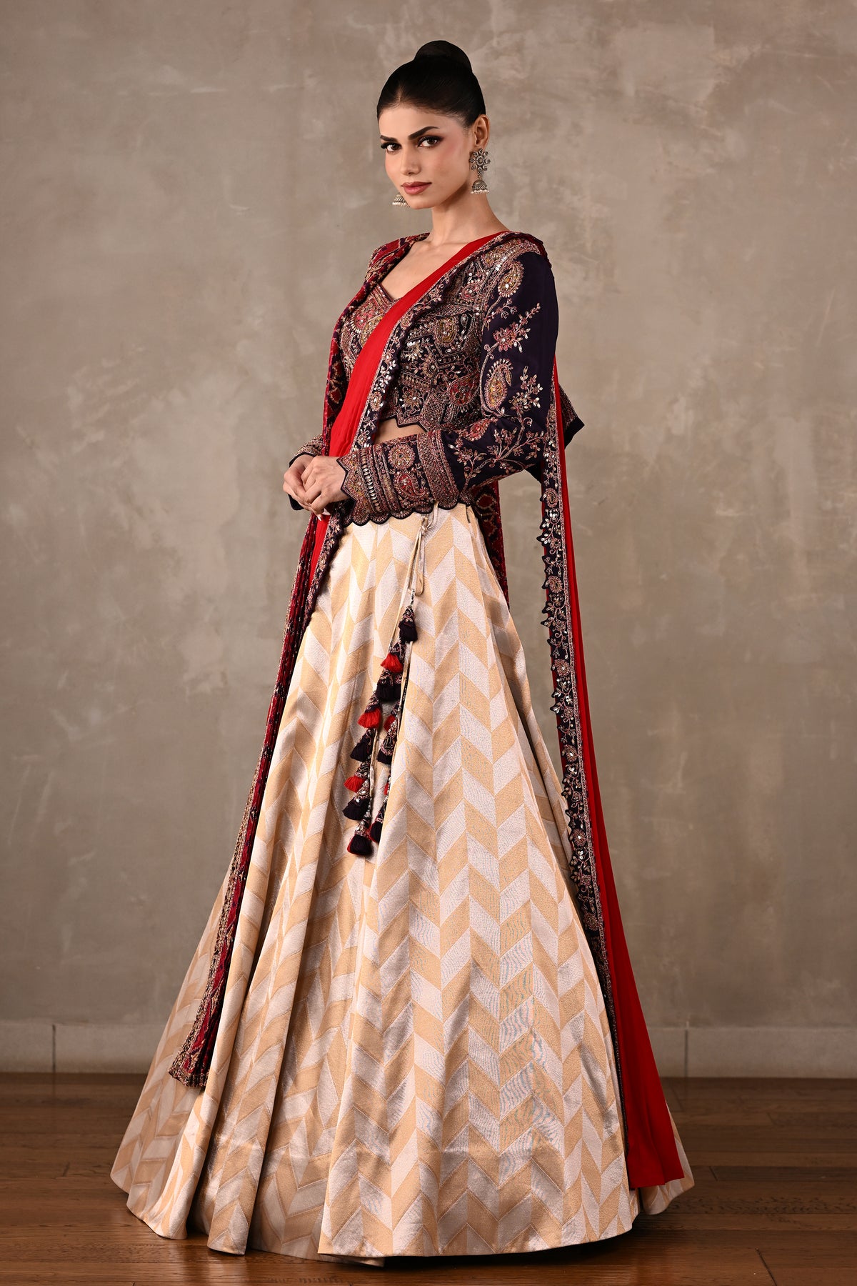 Pochampally Double Drape Silk Lehenga Set