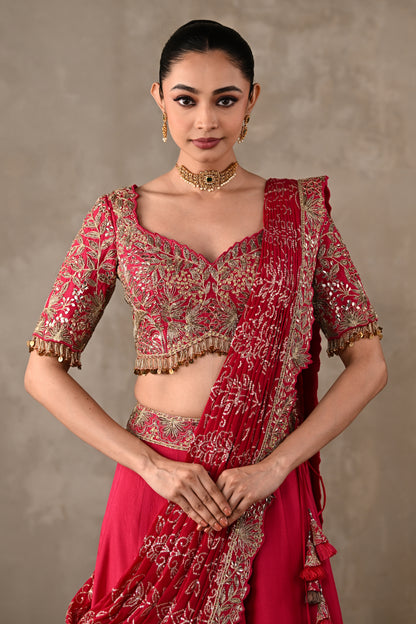 Embellished Drape Lehenga Set