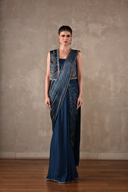 Printed Draped Saree Co-Ord Set