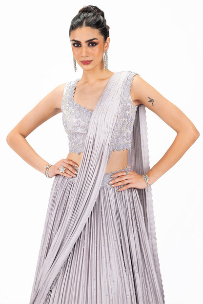 Embellished Monochrome Satin Lehenga