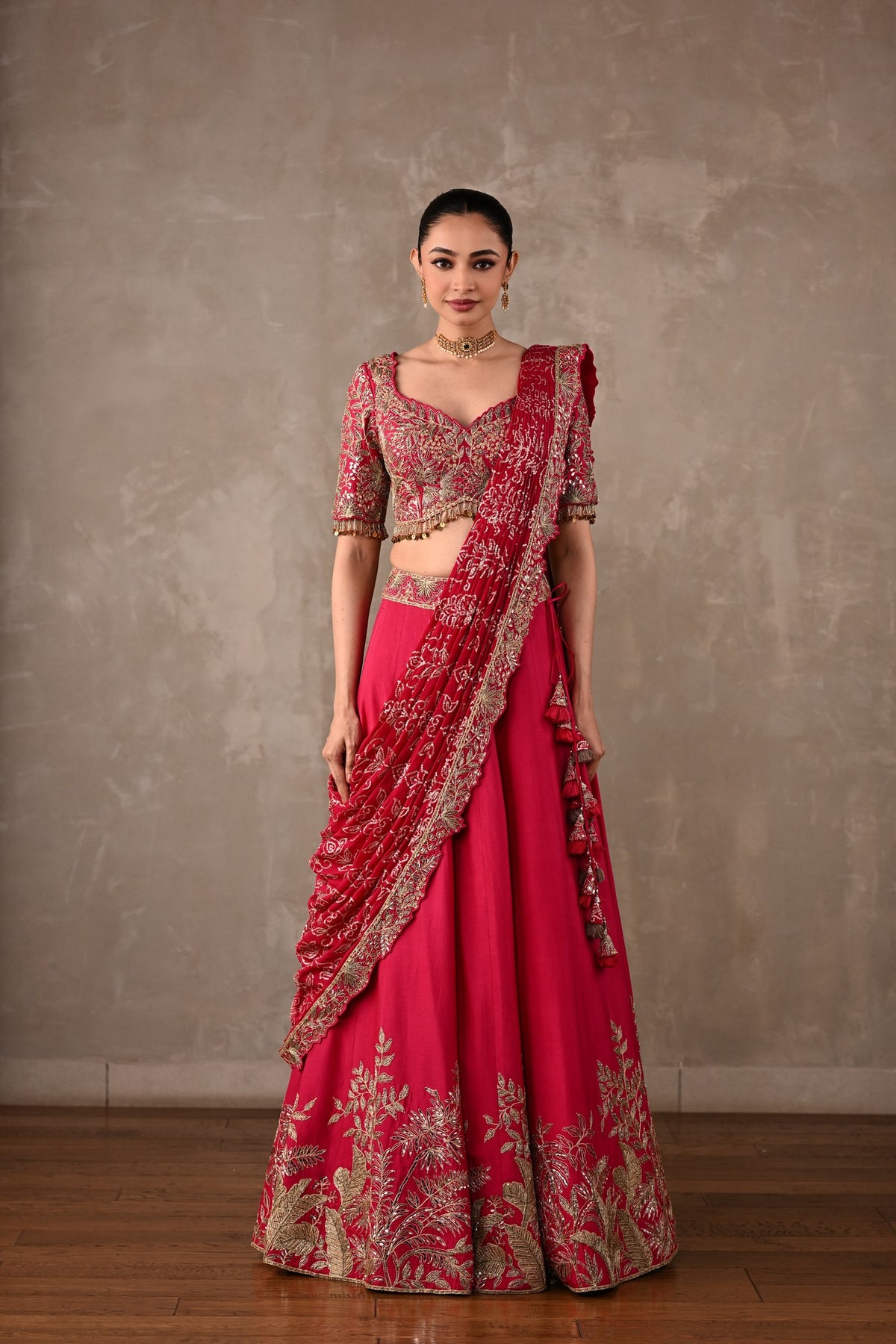Embellished Drape Lehenga Set