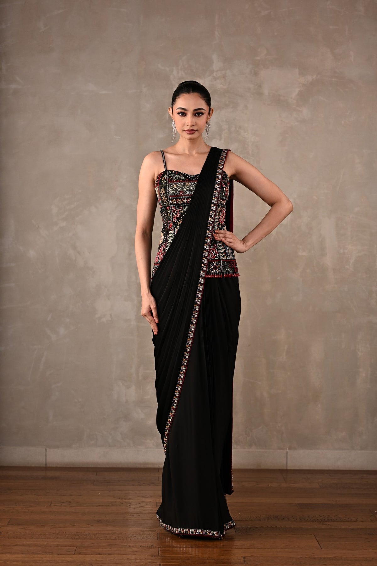 Midnight Heirloom Drape Saree Set