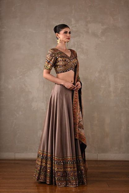 Printed Embroidered Lehenga Set