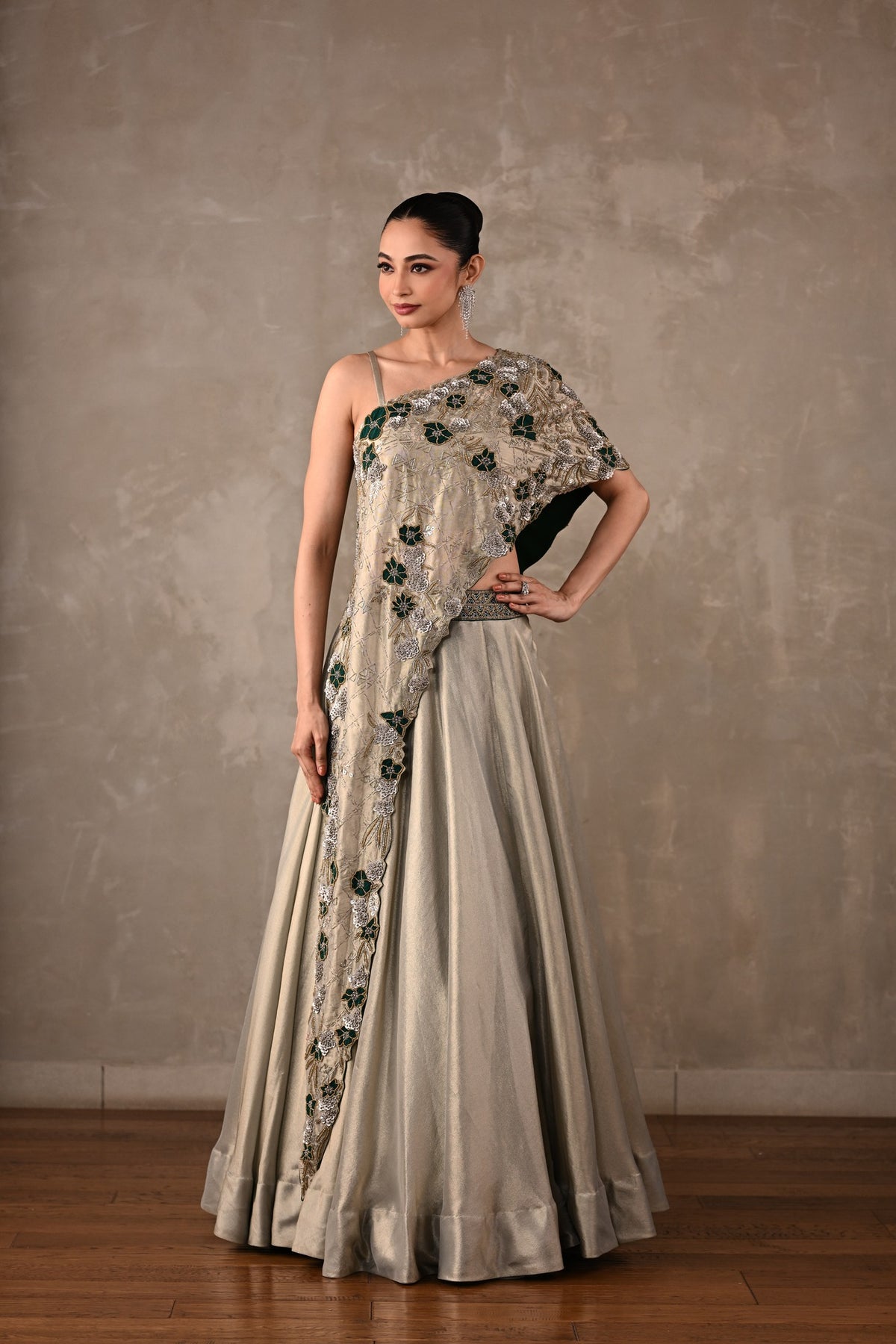 Floral On-Shoulder Lehenga Set