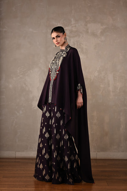 Regal Cape-Style Silk Co-Ord Set