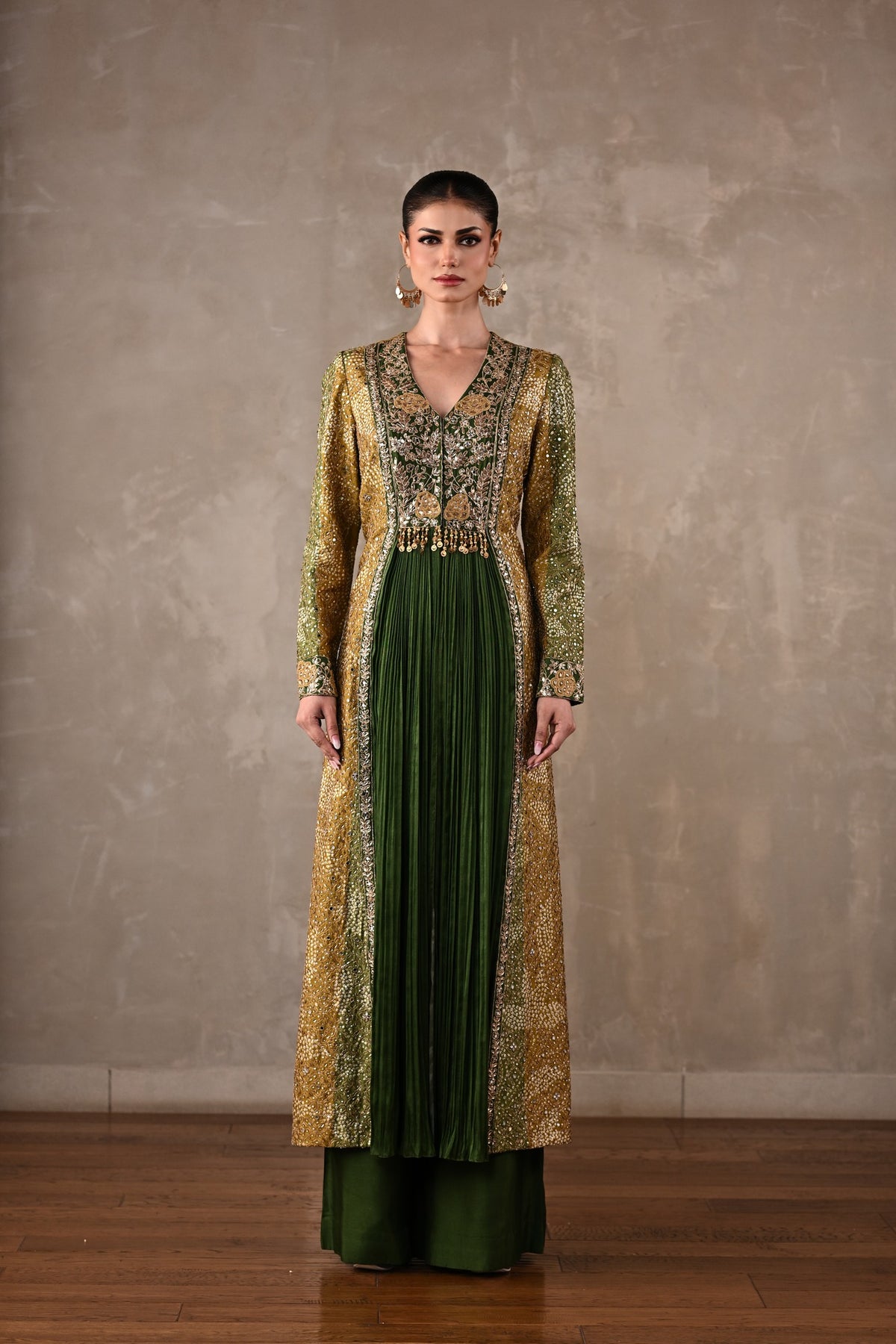 Embroidered Silk Panelled Co-ord Set