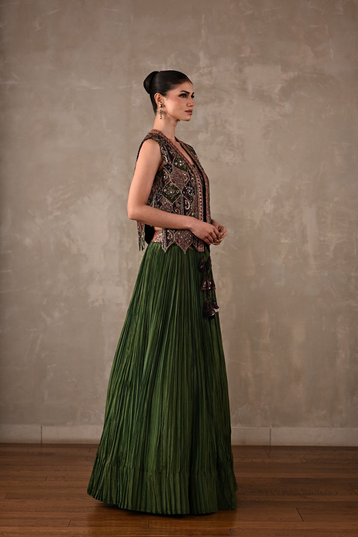 Patchwork-Inspired Embroidered Lehenga Set