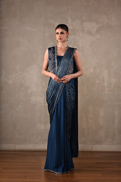 Printed Draped Saree Co-Ord Set