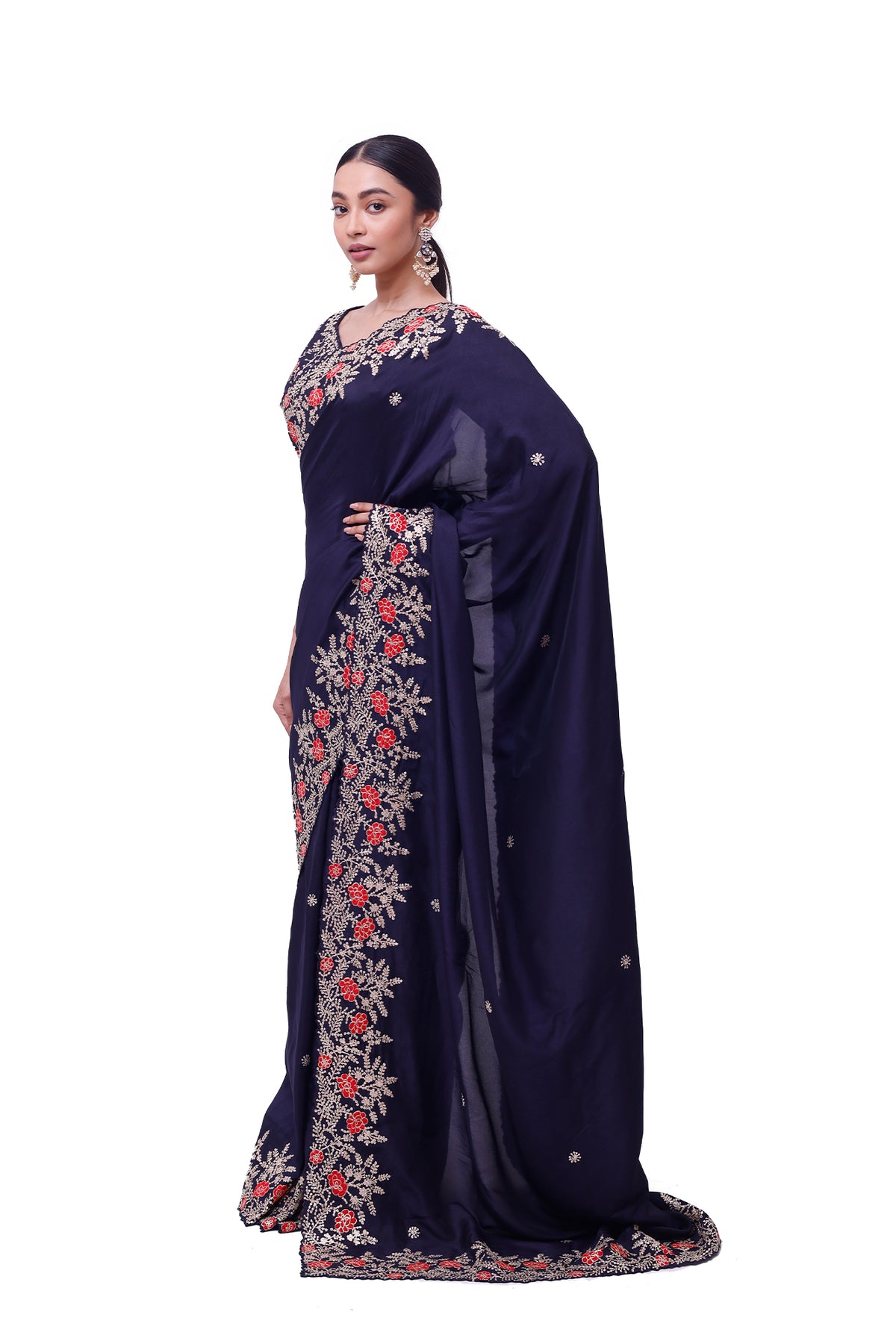 Blue Russian Silk Saree