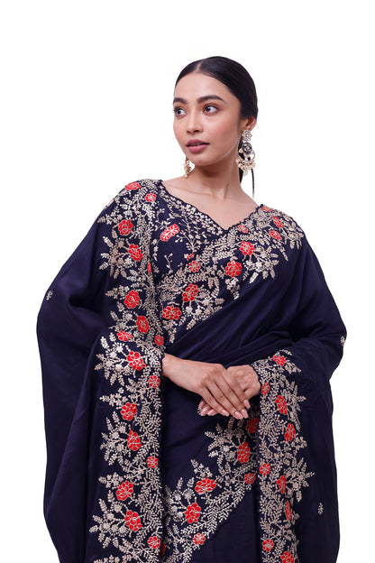 Blue Russian Silk Saree