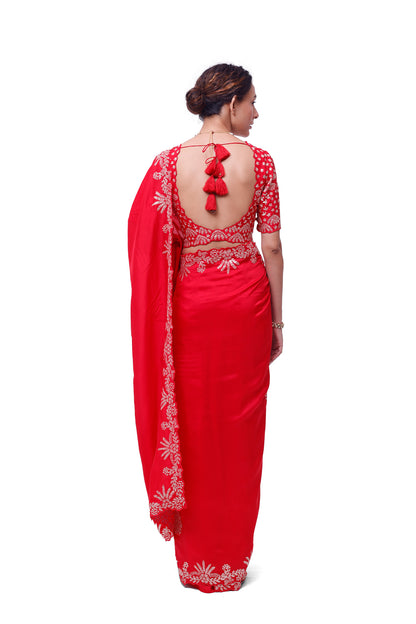 Candy Red Silk Saree