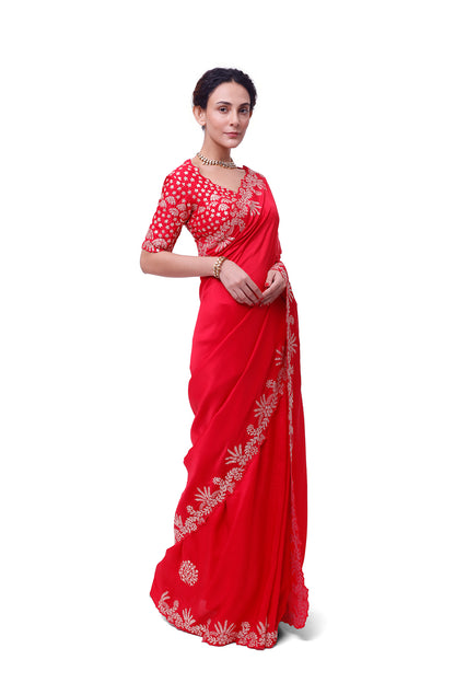 Candy Red Silk Saree
