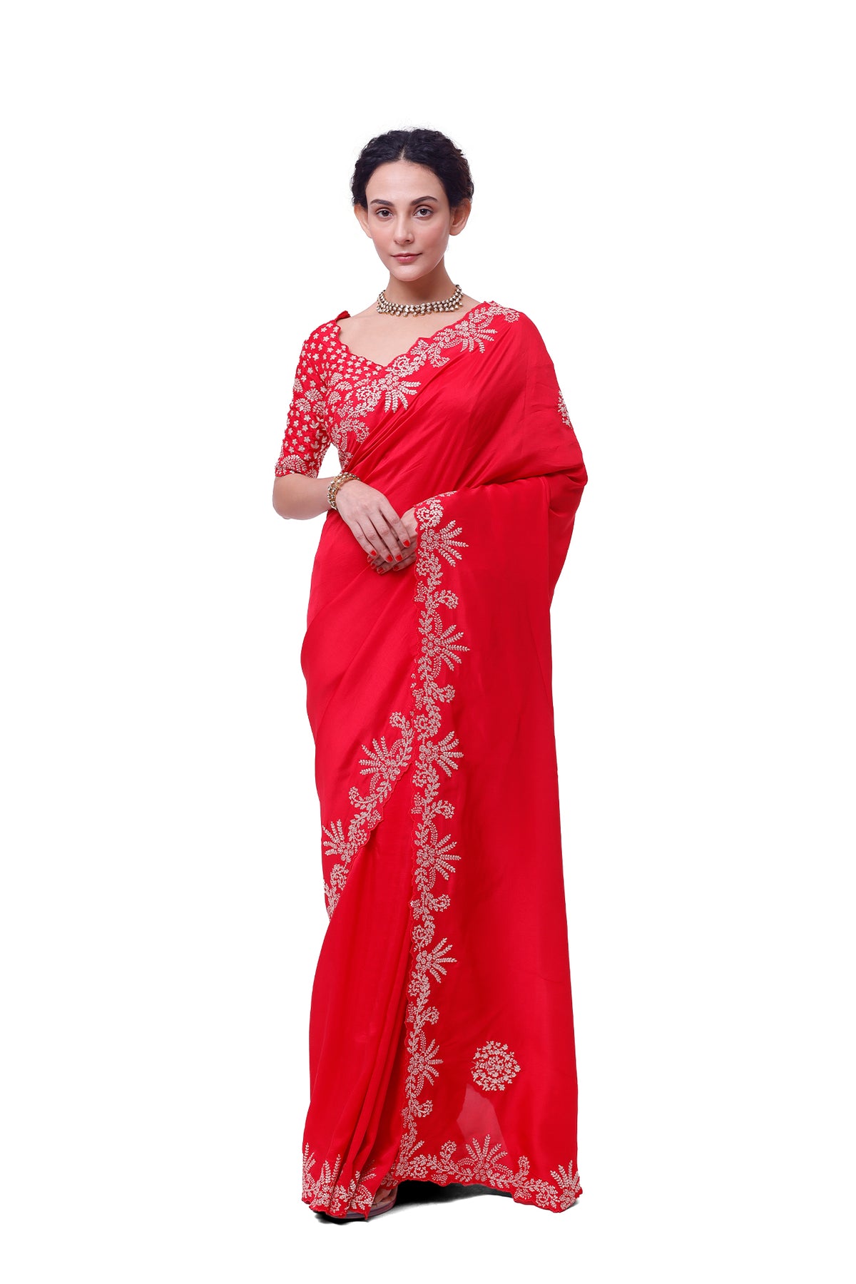 Candy Red Silk Saree