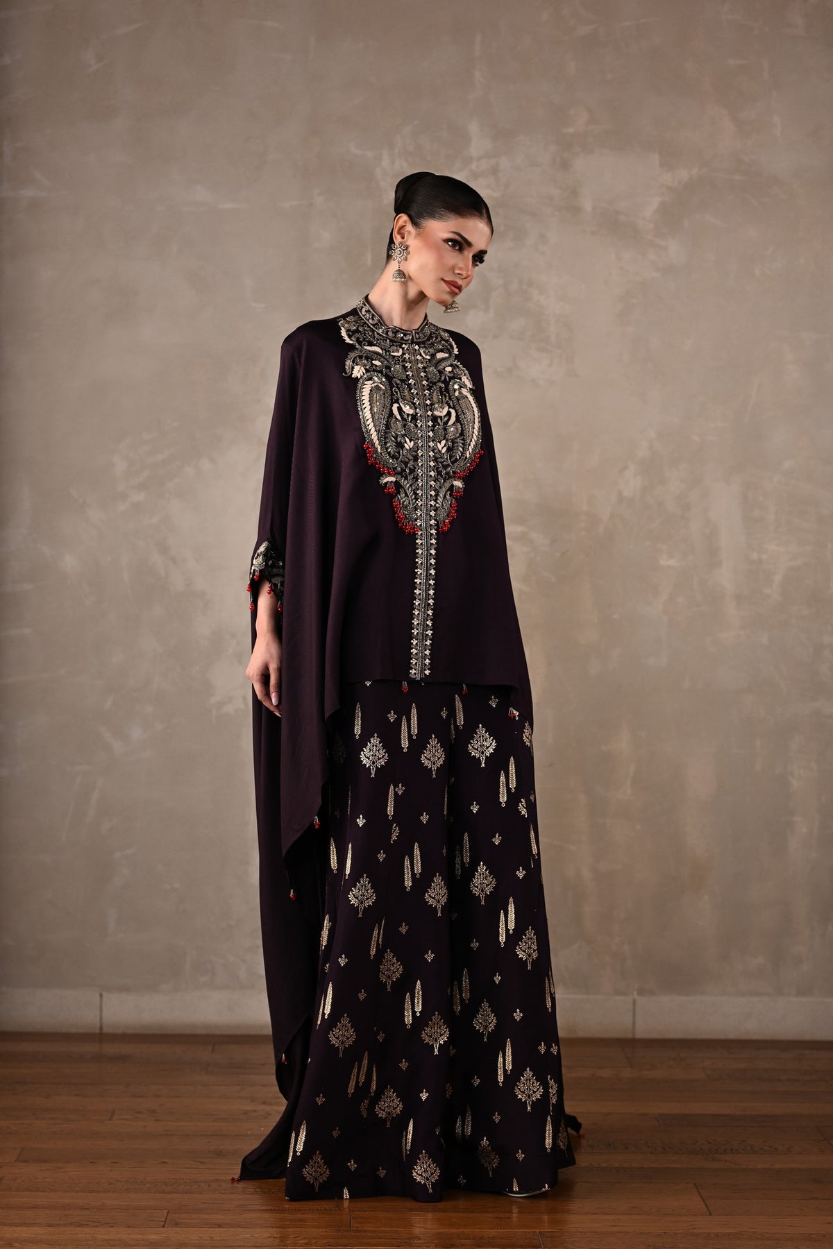 Regal Cape-Style Silk Co-Ord Set