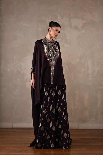 Regal Cape-Style Silk Co-Ord Set