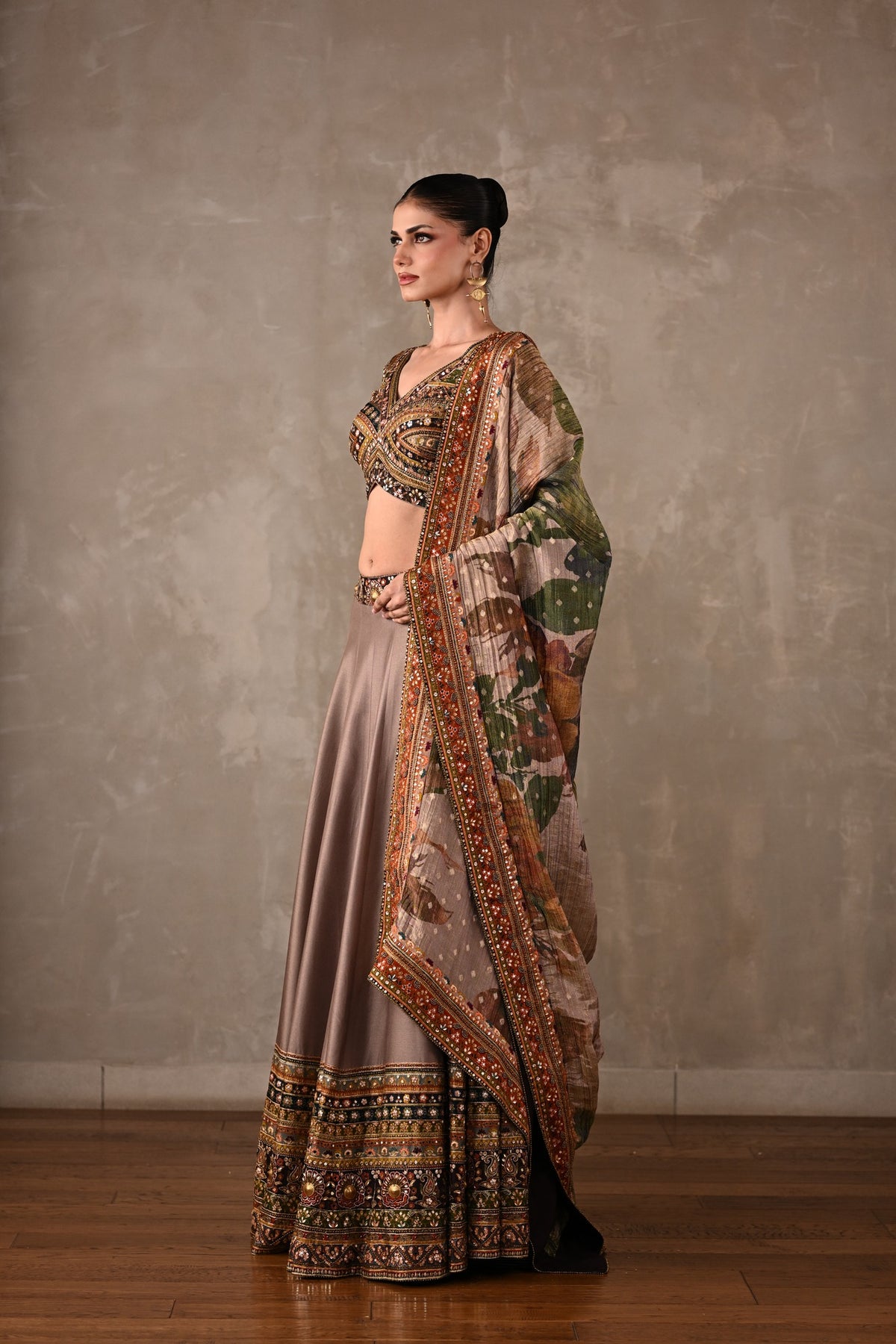 Printed Embroidered Lehenga Set