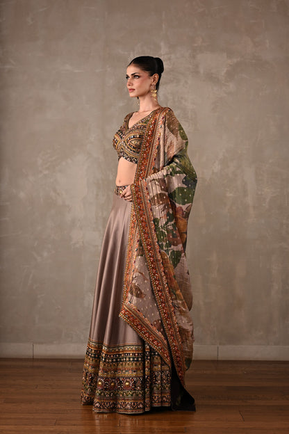 Printed Embroidered Lehenga Set