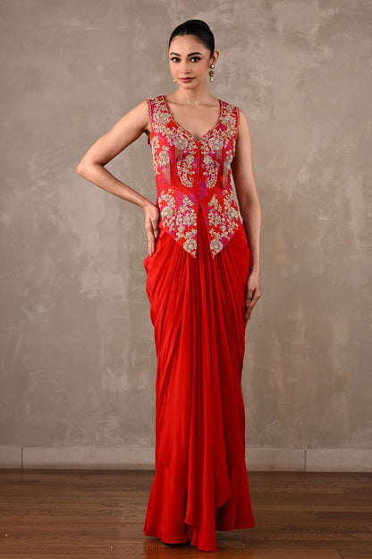 Embroidered Crepe Drape Co-ord Set