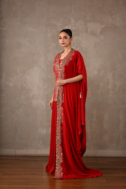 Embroidered Pleated Sharara Set