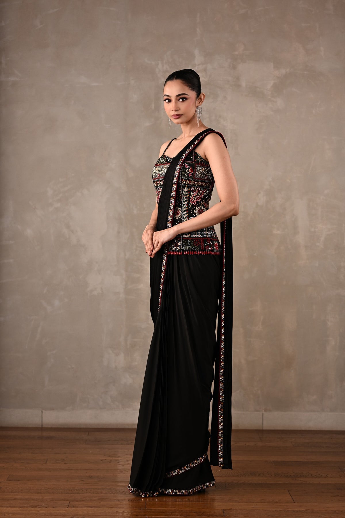 Midnight Heirloom Drape Saree Set